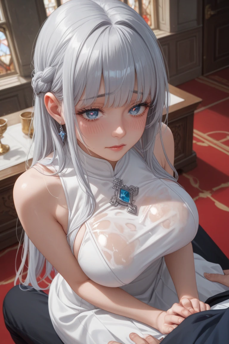 masterpiece, best quality, finely detailed, high resolution, extremely delicate and beautiful, (bunny girl), (huge breasts), seda preta, lingua para fora