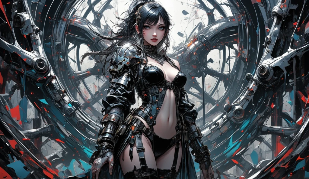 Megan fox as female carnage/witchblade, (red carnage witchblade muscular physique:1.25), (carnage/witchblade anatomy:1.25), (cybernetic tentacles extending from head:1.25), (mouth wide open, carnage style), (perfect hands with witchblade claws:1.26), Realistic, Very detailed face and eyes, (masterpiece:1.1), (best quality:1.1), (beautiful girl face:1.45