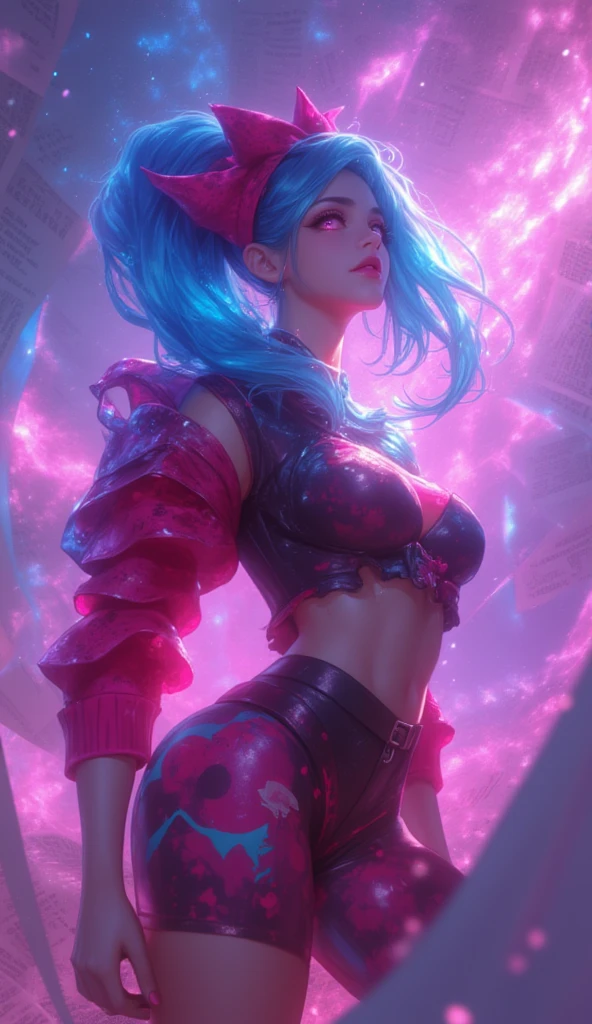 (La mejor calidad,A high resolution,Ultra - detallado,actual),harley quinn supergils sexy , (Margot Robbie dressed as harley quinn in Suicide Squad all alone) ,(Ruined dungeon ruins background:1.4 ), TOP Negro violent ,(pink hair +red:1.4), MINISKIRT Corto yellow, (cowboy pose), ,( cyberpunk 2.1),( harley quinn:1.4),( harley quinn V2.1), (gothic city background), (bright colors:1.4), (Margot Robbie dressed as harley quinn in Suicide Squad all alone), (cool color: 1.4), sharp focus, 8k UHD, DSLR, (Fujifilm XT3), score_9, score_8_up, score_7_up, score_6_up,More detailed 8K.motor irreal:1.4,UHD,La mejor calidad:1.4, fotorrealista:1.4, textura de la piel:1.4, obra maestra:1.8,obra-prima, mejor calidad,objeto Objeto], (detailed face features:1.3),(Las proporciones correctas),(Ojos hermosos azules),  (pose vaquero), Epic Fantasy Art Style HD, 4K fantasy art, epic fantasy digital art style, epic fantasy art style, Fantasy Woman, epic fantasy art portrait, Epic fantasy style, hyperrealistic fantasy art, hd fantasy art, Epic fantasy character art, epic fantasy art, in style of dark fantasy art, epic fantasy digital art