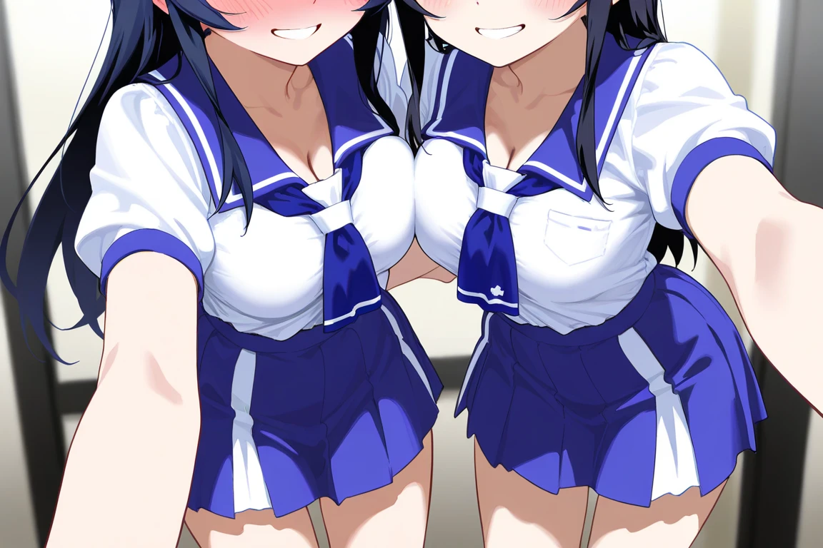 blue eyess, Purple hair, Bangs, Side Ponytail, Hair Ornament, White sailor suit, Short sleeves, red neckerchief, Blue skirt, nsfw, (1shota boy, supright straddle, sex, side view, hug:1.6), breast grab, (1girl, Lying, on back:1.8), Anime cel drawing style, Best Quality, High resolution, topless, Highleg Panties, full body:1.6, classroom, (gigantic breasts:1.4), nipples, glamor, cum on body:1.6, bukkake, fear, blush, perfect hands