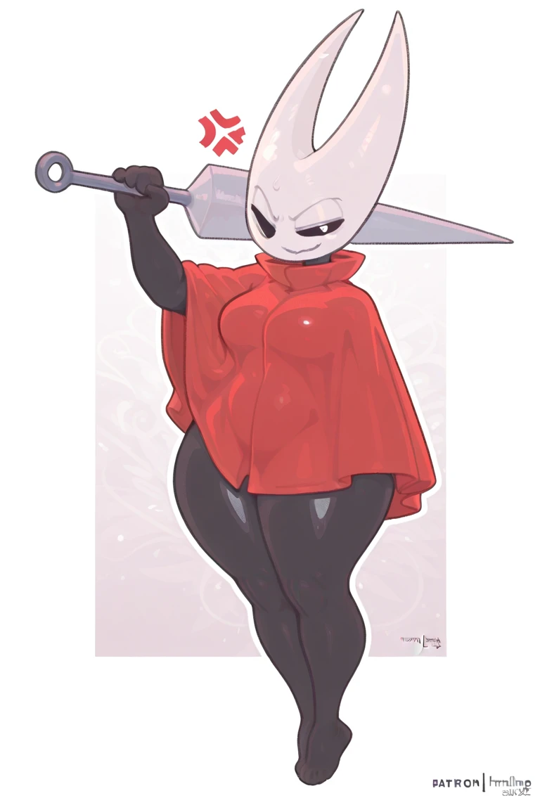 Hornet, thicc, short red cape, thick thighs, big ass, heart shaped ass , looks at the viewer, from behind, touches her asscheek, squeezing her ass, hands on ass, grabbing own ass, slightly blushing, black skin, facesitting, sitting on face, sitting on viewers face,