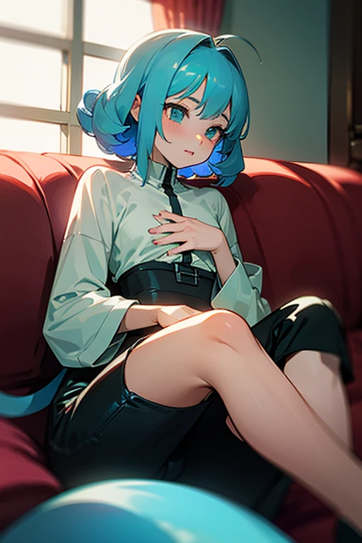 best quality, (masterpiece:1.2), illustration, absurdres,
(1girl, solo), (beautiful detailed girl),  full body shot,
<lora:Josette-08:0.8>, Josette Capua, blue hair, long hair, green eyes, medium breasts,
visor, green jacket, fur collar, orange skirt, brown belt, black pantyhose, black gloves, brown boots,
inside intricate pawn shop, general store,
floating dust, light particles, vivid colors,
looking_at_viewer, smug, smile, proud, 
(sitting:1.1),