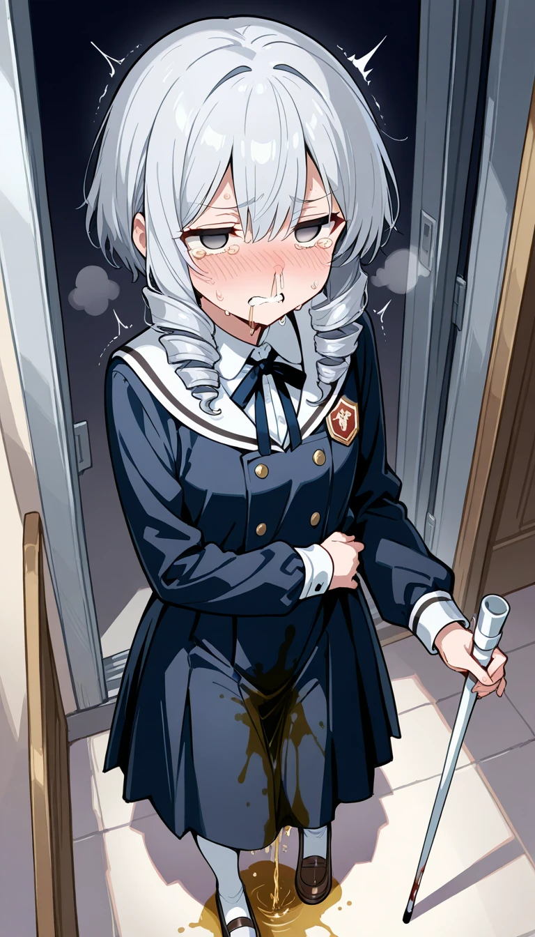 masterpiece, best quality, high detailed, high resolution, neferpitou, solo, cat ears, teasing, wide hips, skirt, lifting skirt, big smile, closed eyes, fangs, open mouth, perky breasts, breasts flash, thik legs, looking ath the viewer, standing, smile, full body