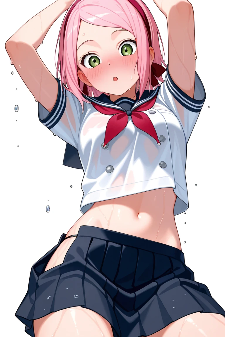 (masterpiece, best quality:1.2), 1girl, solo, scenery, illustration, looking at viewer, school, depth of filed, light on face, portrait, pink hair,
(white panties:1.5), (spread legs, open legs, knee up:1.3), naval, groin, perineum, leaning back, body tilt, open mouth, blush, small breasts, arms behind back, cowboy shot, dutch angle,