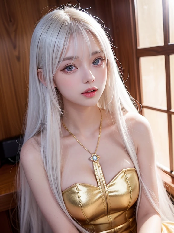 Sexy goddess，best qualityer，Snow-whiteskin，8K high quality，Sexy goddess，A pair of big eyes are beautiful and moving，Golden crown，White skin，Makeup，Red long-haired，curlies，Sexy outfit，The legs are split，Open your legs，Lie on the chaise sofa，Volt view，Look up，gold；jewely；Blue Electric，Space-time gate，Lie flat，the ocean，swell sea，lighthouse，shoreline