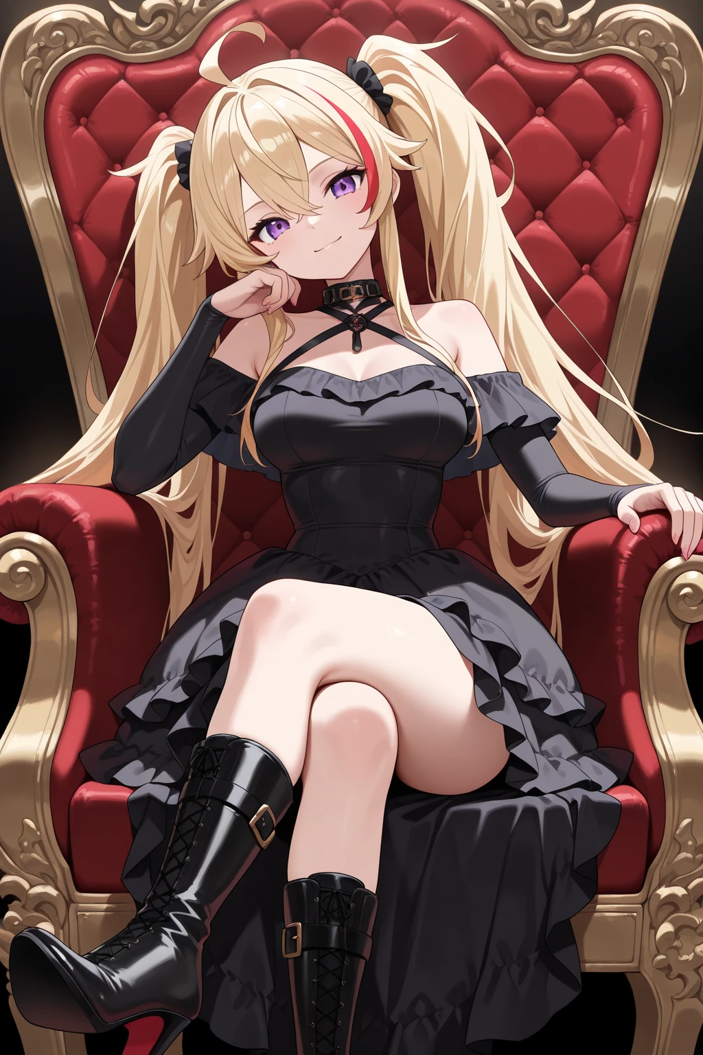 masterpiece, highest quality, 8K, High resolution, detailed, professional camera work, Beautiful woman, Goddess dress, ruins, sit in a luxurious chair,