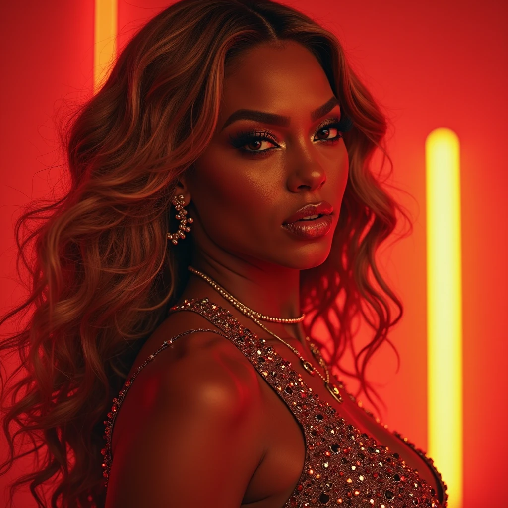 realistic photo of {Beyoncé}, nude sensualizing, facing the camera, symmetrical face, ideal human, 85 mm lens, f8, photography, ultra details, natural light, backlight, neon lighting, photo, studio lighting