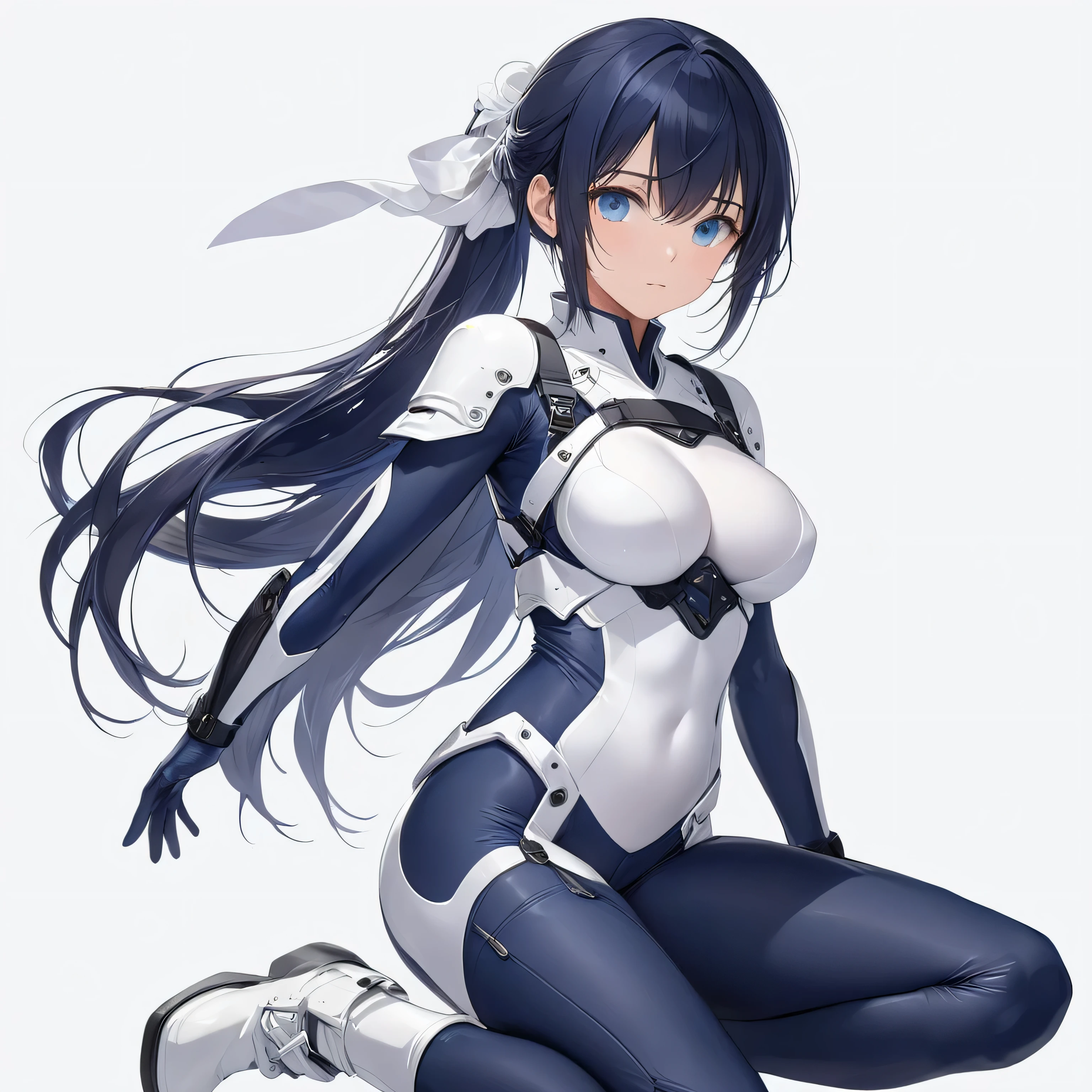 masterpiece, highest quality, High resolution,
One girl, alone, white Bodysuits, Long Hair, Plug Suit, chest, Bodysuits, View your viewers, Pilot Suit, medium chest, Floating Hair, White Background, Floral Background, Mouth closed, Cosplay, The legs are detached from the frame，On all fours，(Focus on the butt)
