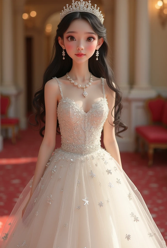 ((highest quality)), ((Photo quality)), (detailed), Perfect Face,White skin,11 years old,dress,delicate,sofa