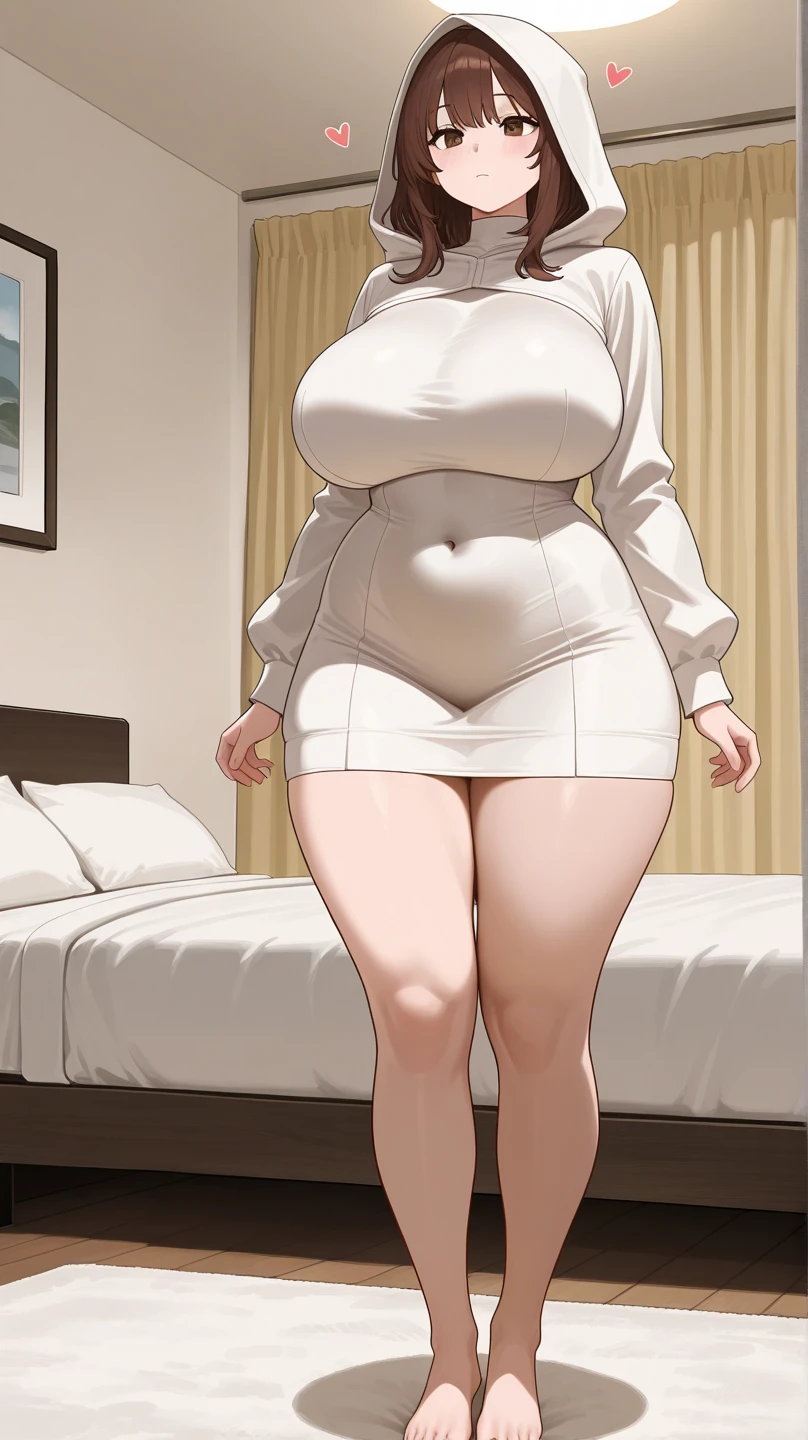 (Full body, glasses), An image of a pregnant girl with her belly on full display, huge breasts