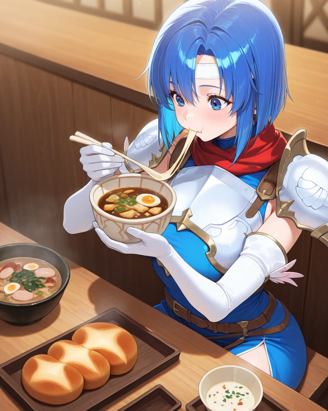Anime girl sitting in chair with a bowl of food in her hand, menina alquimista, arte da capa da light novel, Arte Oficial, epic light novel art cover, arte oficial, epic light novel cover art, Loli, Isekai, small curvy loli, Cushart Krenz, Cushart, Cushart Krenz arte chave feminina, estilo shadowverse, Moe