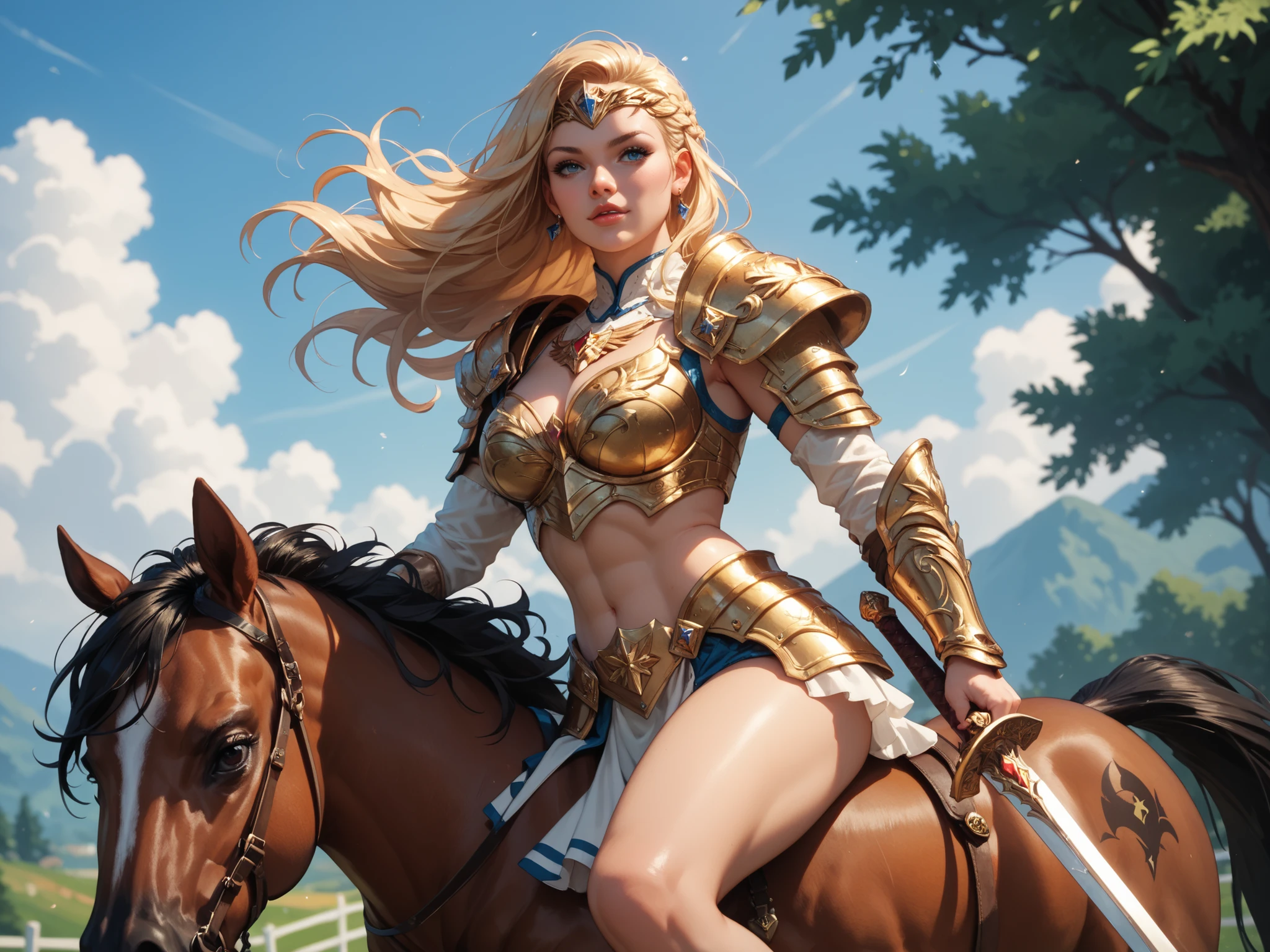 masterpiece, 1girl, photo shoot, fit Thai girl, blonde hair running on the beach with horses,
blue fitness top, torn clothes, finely detailed mage's cloak, intricate design, silver, silk,full body, wide hips, massive chest, open eyes, green eyes, shiny eyes, feminine curves, angelic, girly, powerful aura
8k resolution, hyper-detailed, detailed hands, realistic --auto --s2