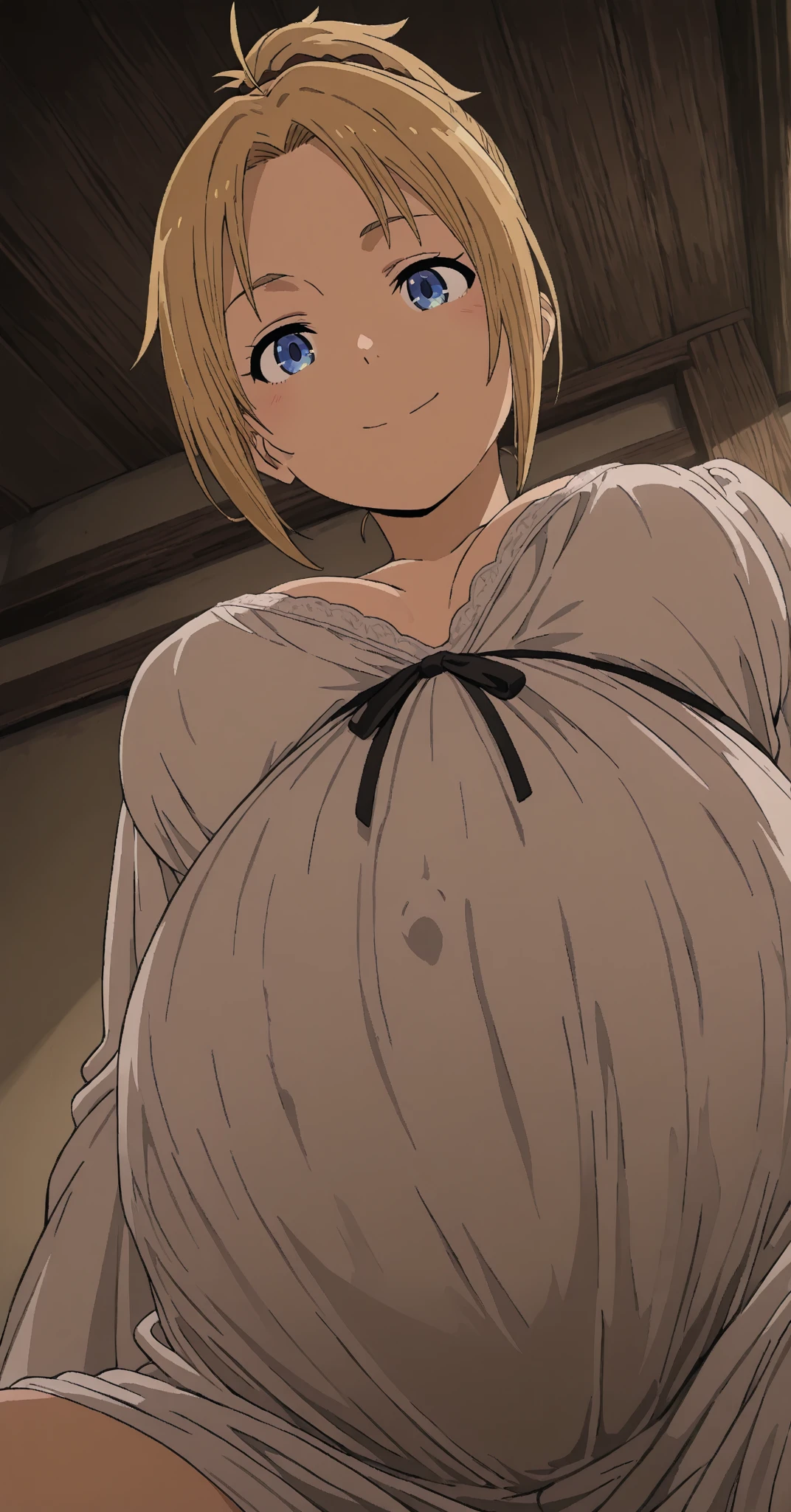 highest quality, High resolution, beautiful eyes, highly detailed face, Detailed CG,soft expression,stylish pose,blush, Angelica V4, large medium breasts,1 girl, alone, Braid, red eyes,(camisole,belly button,mini skirt,earrings,),looking at the viewer,in the center of the image, pregnant