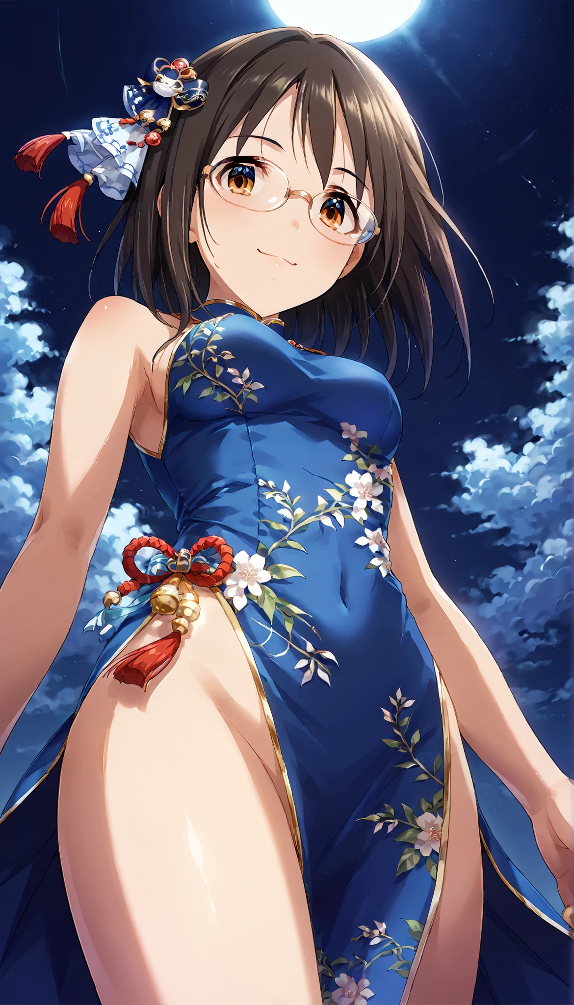 ((4k、8k、top-quality、perfect fingers: 1.3、perfect anatomia: 1.3、Background blur))、((1人))、((sixteen years old、a beauty girl 、a baby face、(Red and white leotard show shrine maiden clothes)、long straight hair、beautiful big slanted eyes))、Happy smiling face、Full body display、blue sky and summer meadow、