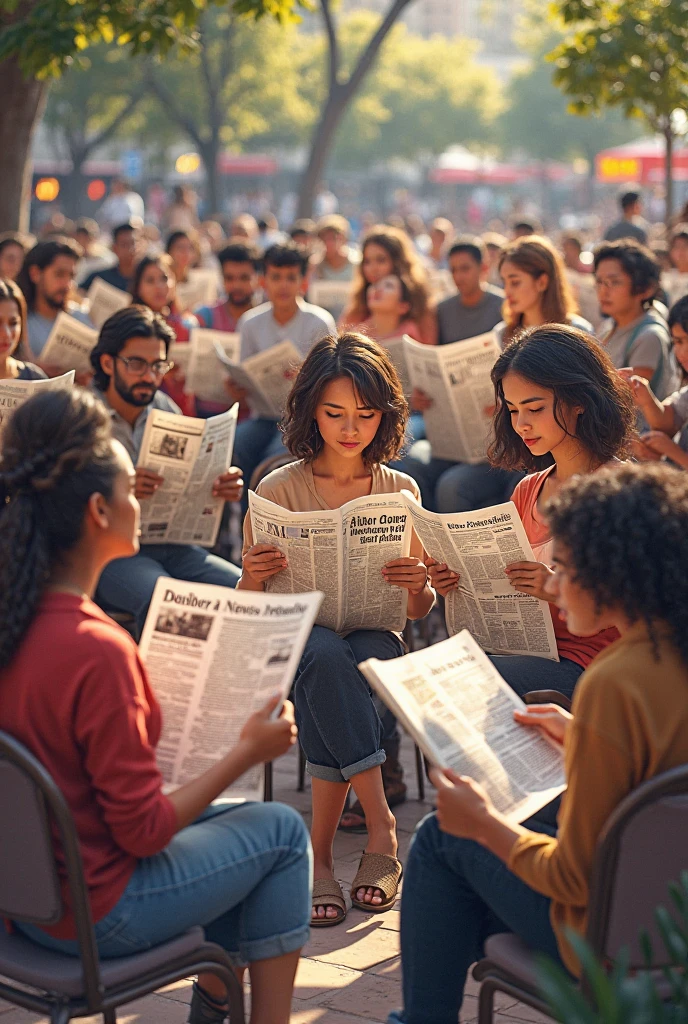 drawing of children with newspapers drawing