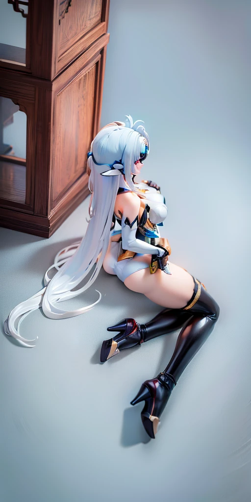 ta anchor with white stockings and high heels,Standing on one leg and doing splits sfw