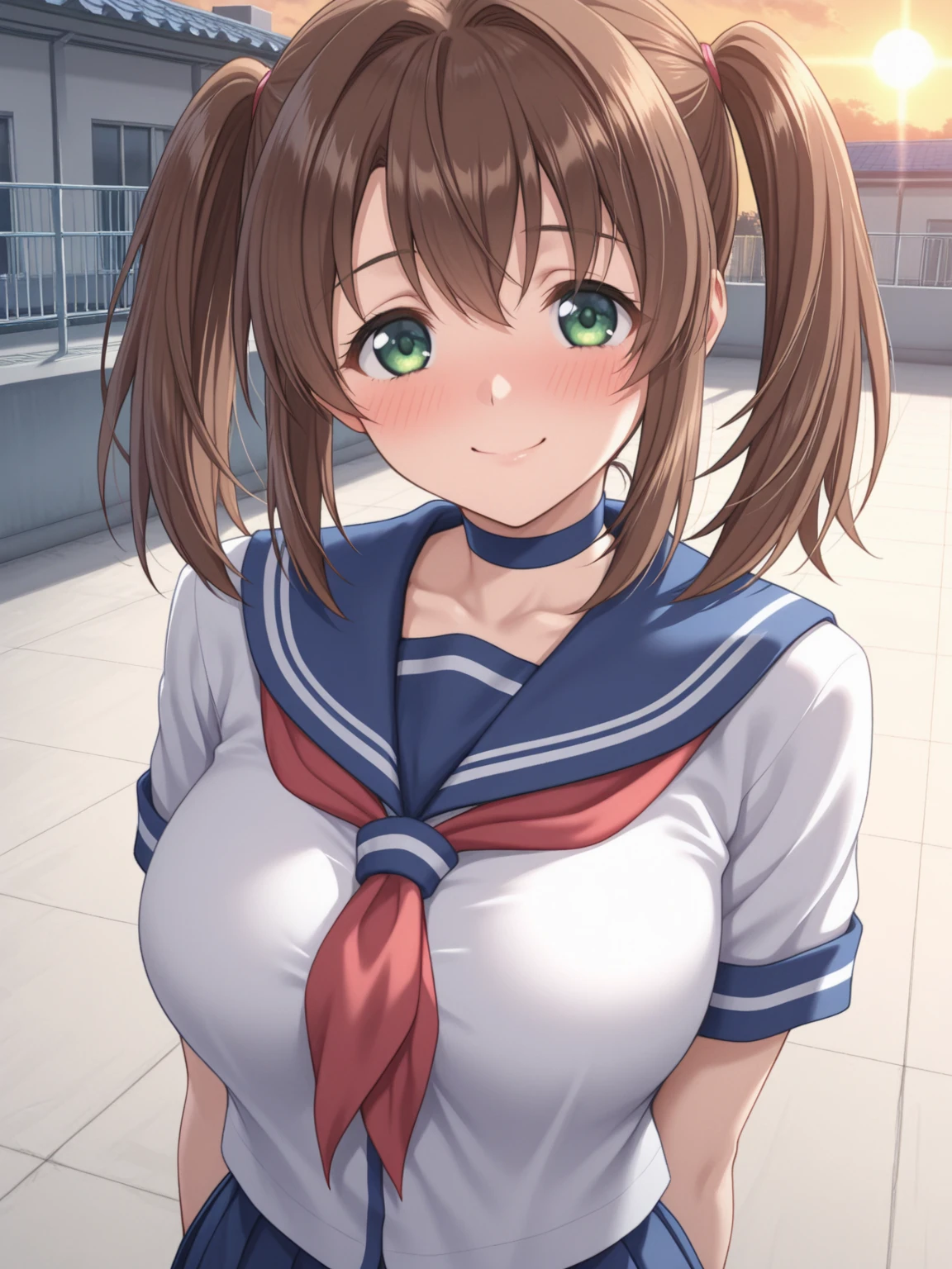 (((pixel perfect, detail perfect))), alone, 1 girl, Misaka Mikoto, tokiwadai , bow, looking at the viewer,, whole body、(Breast Exposure、Nipple exposure、medium breasts))、smile、Tokiwadai Junior High School Uniforms