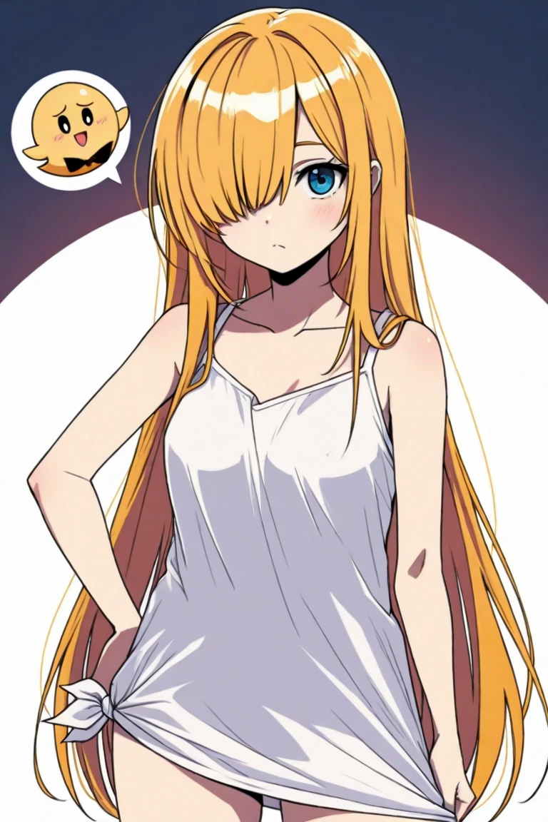 Panty, 1 girl, blonde long hair, blue eyes, skinny frame, wearing black tight silky dress, small cleavage, bedroom, posing, masterpiece, high quality
