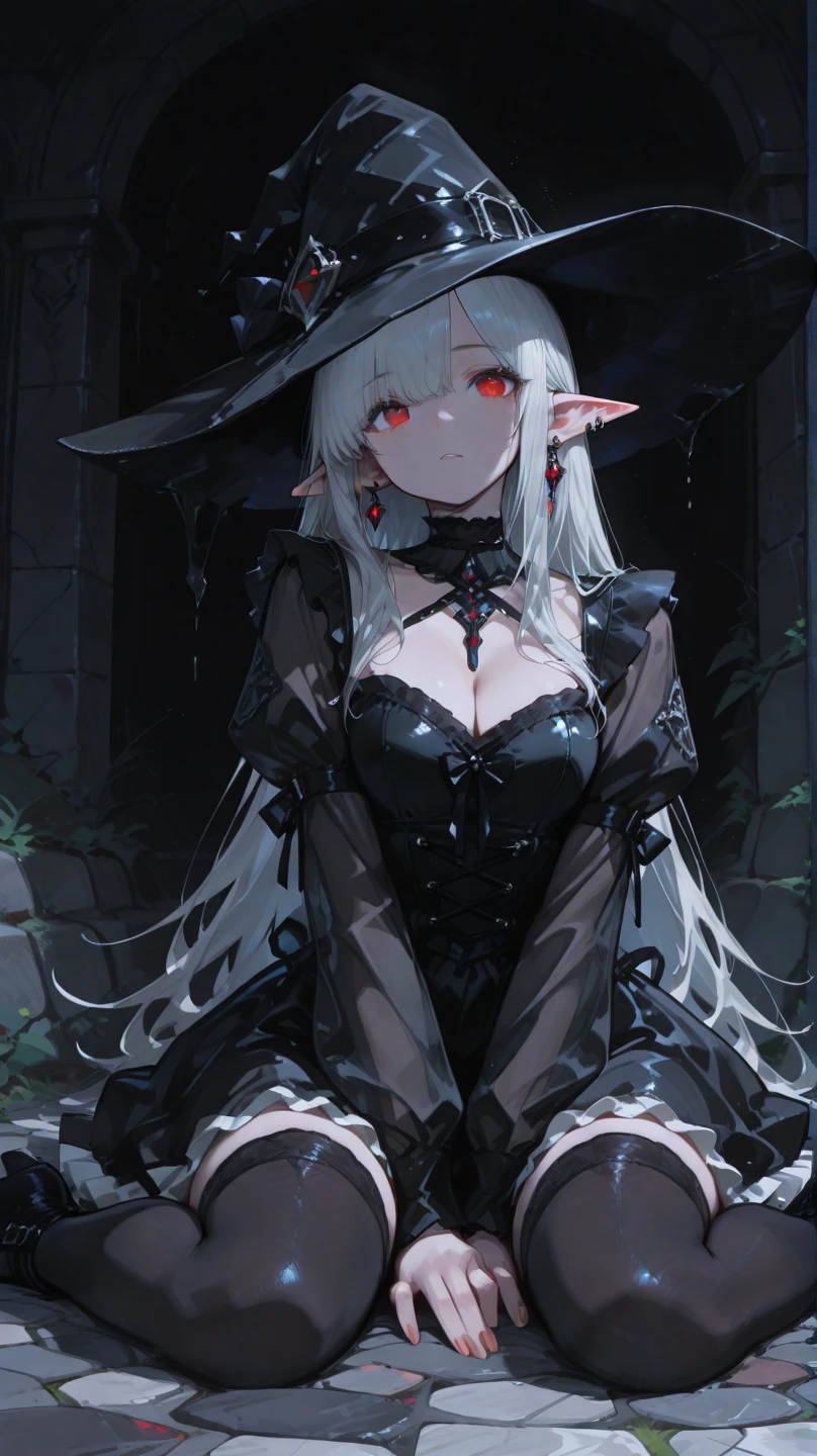 masterpiece, best quality, In winter, night, 4 But, girl, very long hair, There is blood on the face, big breasts, Gothic_Changeta, Change, Sadomasochism, wall, Zombified,Zombie Change and tentacles fuse,Zombie Queen,Black tentacles,Tentacles and legs