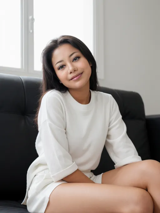 High resolution, attention to detail, masterpiece, rough skin, anatomically correct real human, realistic human, realistic: 1.37), 50-year-old beautiful European mature woman, alone, rough skin, face Wrinkles, sharp, her hairstyle is elegant semi-long permanent hair, she is squatting in a very bright room facing straight ahead with her crotches spread wide, her expression is a very angry face with a frown He is staring at me in front of me. 1. He is wearing a small business suit in navy blue that shows off his body line. 2. Underneath that, he is wearing a thin gray V-neck T-shirt that hugs his body. Wearing a shirt with nipples showing through, 3 (wearing a long elastic tight skirt that reaches to the knees), 4 (wearing dark brown thin stockings, 5 wearing a dark blue garter belt), 6 wearing heels ,7(((A woman with legs spread 60 degrees apart, both arms are on the knees in a squatting position))),8 Her panties are visible under her skirt. ,9 The front part of the panties is made of thin dark brown stocking fabric, and the front part is a T-back with an extremely thin T-front cut.10 The pubic hair and genitals inside the panties are made of thin fabric can be seen through.11((Inside the skirt) It looks good because of the lighting)),12(cameltoe(0.2),13(((Camera angle is from directly below her, her whole body is shot from directly below))),