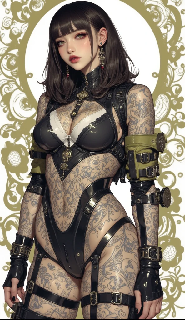 (nsfw, masterpiece:1.2, best quality), ((character design sheet:1.2, multiple sexy poses:1.2, multiple views, blank background)), (real picture, intricate details), (1lady, solo, upper body, big) The clothes ar：avant-garde，avant-garde，Experiment with appearance：curlies，Dramatic makeup，Unconventional fashion choice behavior：rebelliousness、non-conformist、Provocation location：urban art district、Underground music venues Hobbies：Participation in punk shows、creating mixed media art、Try different subcultural values：individuality、Realiy、Creative expression of inspiration：Punk rock music、Counterculture icons，Avant-garde art movement character traits：boldness、boldness、act outside the box。
