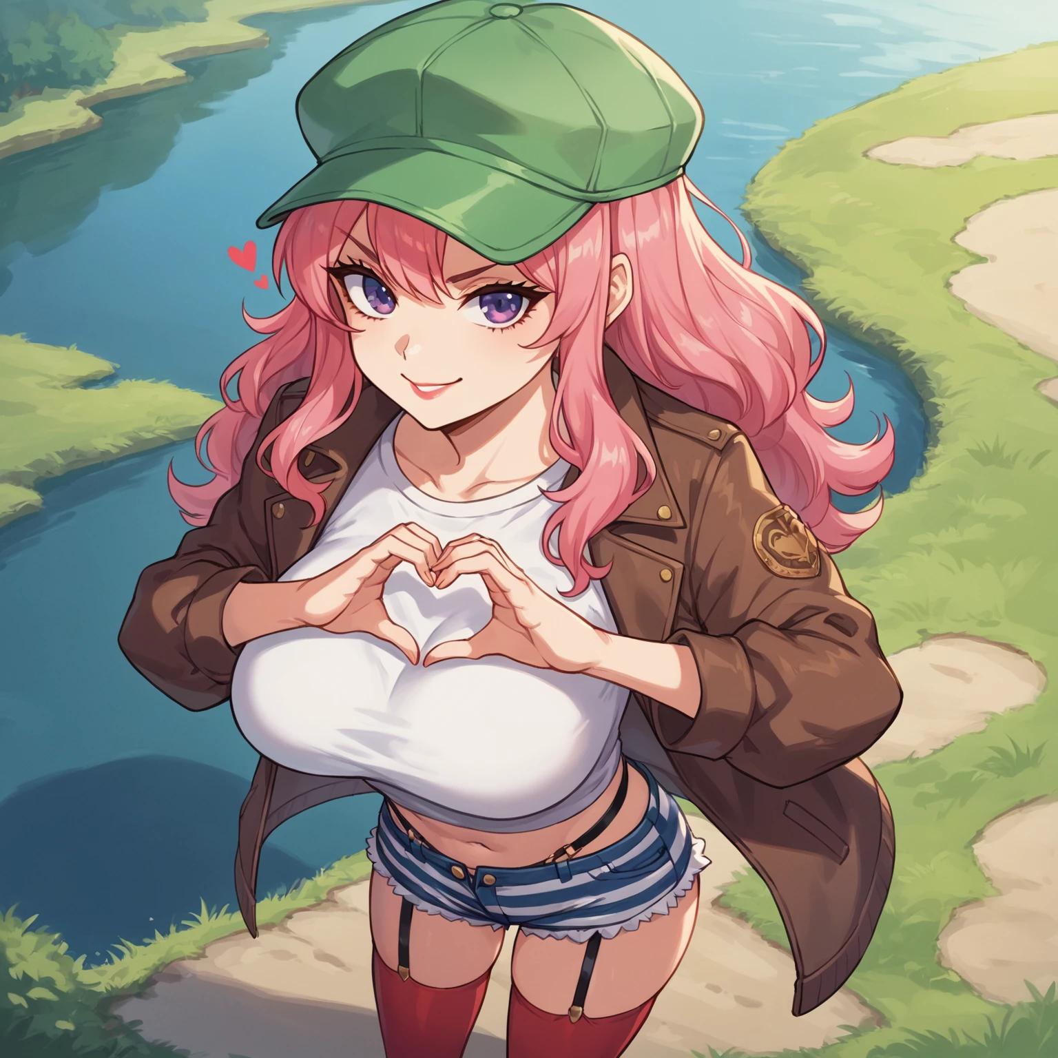 Big Breasts, smile, bonney, pink hair, cute smile, ((white micro bikini))