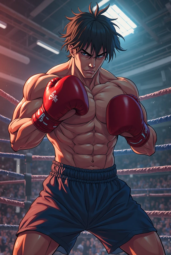 a man with black hair and brown eyes, blood covering his body, blood on his gloves and hair, gory, extremely detailed, hyper realistic, cinematic lighting, dark and moody color palette, 8k, anime style, blood drops, falling blood masterpiece, dramatic