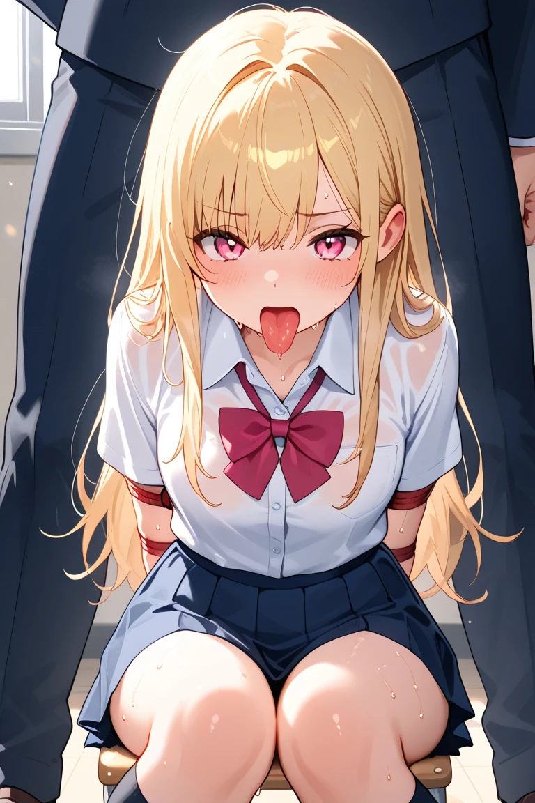 Group Sex:1.3. Trembling:1.3 A penis is inserted into a pussyななめ上から見た構図:1.6 Feels good:1.3 Climax:1.3 Scream:1.3 Flushing:1.3 tears Bare chest Being massaged NSFW:1.9. Doggystyle:2.4 A penis is inserted into a pussy:1.9 Mature high school girl raped on a crowded train、Forehead 1.6 Sweep your bangs to the side:1.6 High School Uniform:2.4、Yellow hair gal、Dangling accessories:2.4 Intense sex:1.9 Kissing a guy:2.4 Sweat, penis, man's hand:1.3,White underwear:1.3. Molester、Hands touching buttocks:1.9 Flushing excited I feel:1.6