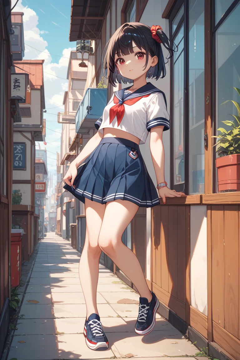 (Ideal:1.2), (perfection:1.2), (highest quality:1.2), (best quality:1.2), (detailed:1.1), alley 1girl, sexy body, (evil smirk:1.2), (loli:1.1), naughty, (school uniform:1.1), detailed body, sexy thighs, small breasts, short hair, high quality eyes, 4K, highest quality resolution, best quality resolution, best quality upscale, flawless 