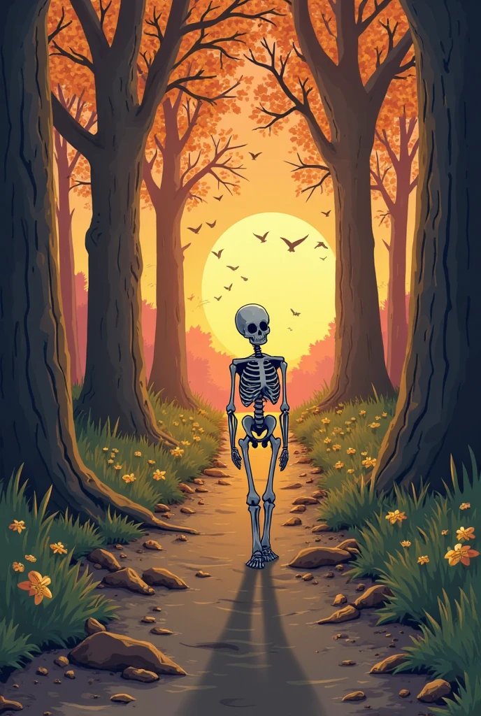lonely skeletons in neo-figurative art style