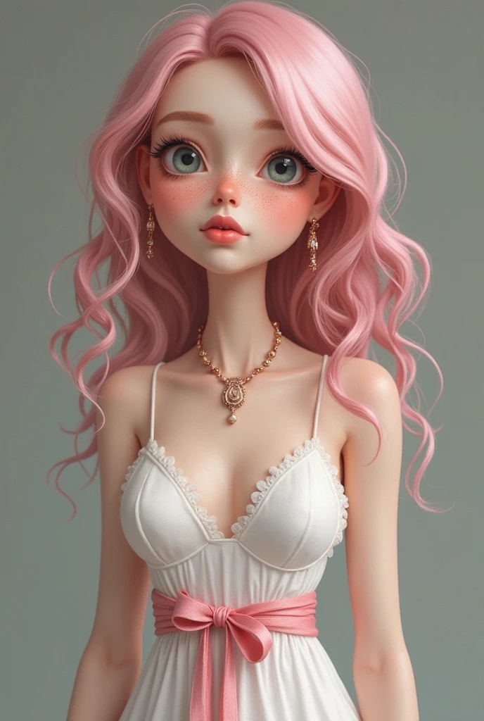 Woman holds black and white bra with glamorous gold pendant and necklace, 1girl in, Solo, Breast Focus, Jewelry, cleavage, Large breasts, Head out of frame, Necklace, Top Quality Women, Very long curly pink volume hair, gorgeous faces, beautidful eyes, Slim body, Perfect Anatomy, cinematic perfect light, Intricate details