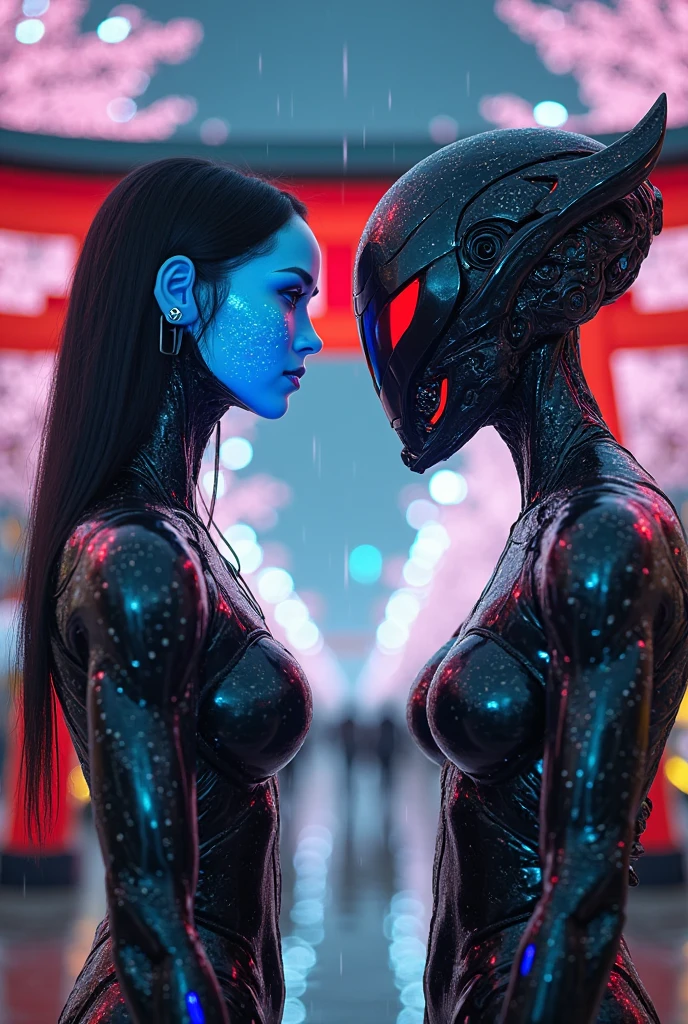Scribbled Pattern of n8tr1, a couple of women dancing next to each other, Artstation contest winner, massurrealism, zenyatta from overwatch, futuristic nft card game, breasts covered and sfw, silver gold details, ((robot cyborgs)), 4k detail, of a ramlethal valentine, (sfw) safe for work, closeup shot, thicc, genderswap <lora:rabisco:0.85> <lora:add_detail:1.05> <lora:NATRANI:0.65>