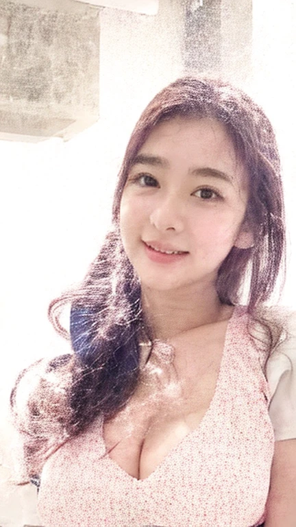 (Upside-Down French Braid Hairstyle), adorable, 1 girl, (face to face), 10 years old, baby face, happy, half body portrait, (face details: 1), (eye details:1), ((big breasts)). wearing transparent transparency long shirt, .. Cute posed. proportional body. Ultra High Res. realistic: 1.4, UHD,