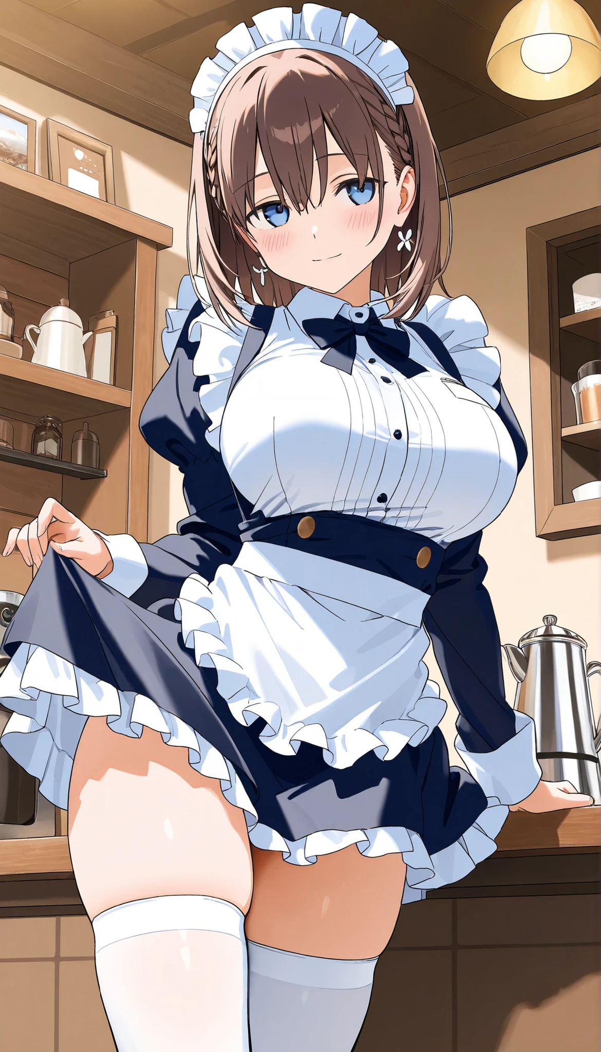 Mr. Watanabe、table top、High resolution、lots of girls multiple girls、large crowd、cute lots of girls、big and full breasts、naughty body、underwear only、See-through、pink lingerie、throw、、whole body、Are standing、Look up at me、confused face、blush、black pantyhose、female shape'Private parts are clearly visible、I can see your nipples、white shirt、navy check skirt、micro mini skirt、very short skirt、Department store、shop、Many people々々々、in the crowd、bare chest、show your chest、from below、Low - Angle、while holding the tray、place the chest on the tray、A lot of milk comes out from the nipples、Breast milk splatters from the nipples、Pour breast milk into a glass cup、A large amount of milk spills from the nipple、White drinks、from far away、bare one's chest、expose one's chest、Maid clothes、青色のギンガムチェックのMaid clothes、Cat ear