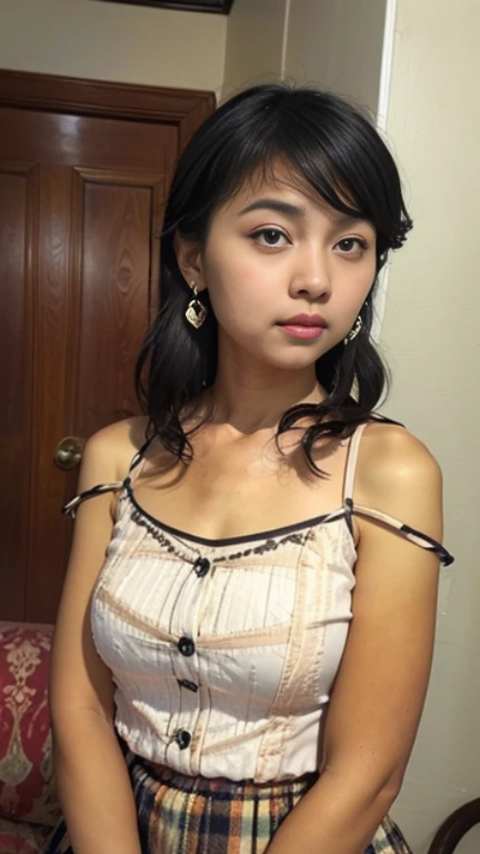 (photograph:1.2)、(photorealistic:1.3)、(masterpiece:1.3)、(Highest image quality:1.4)、ultra high resolution、(detailed eyes)、(detailed facial features)、(Detailed garment features)、8K resolution、solo focus、26 year old mature woman、no makeup、Detailed leal beautiful eyes、bangs、gold hair、long cut hair, braided hair、(realistic skin)、beautiful skin、charming、ultra high resolution、Super realistic、High definition、open lingerie、small breasts、bust B cup、cool beauty、Gray background、cinematic lighting、perfect、soft light、High resolution skin:1.2、realistic skin texture