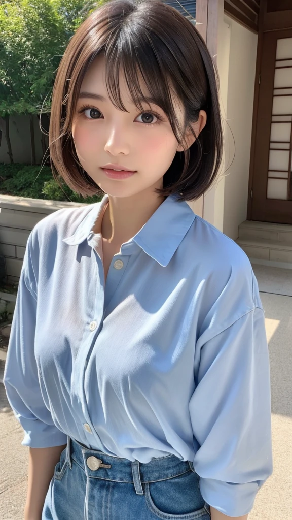 Cute 21 years old Japan、natta、on the beds、Sweatshirt pajamas、Cute colorful pajamas、Super Detail Face、Eye of Detail、double eyelid、beautiful thin nose、sharp focus:1.2、prety woman:1.4、(light brown hair,short cut hair, White skin、top-quality、​masterpiece、超A high resolution、(Photorealsitic:1.4)、No exposure、B cup breasts