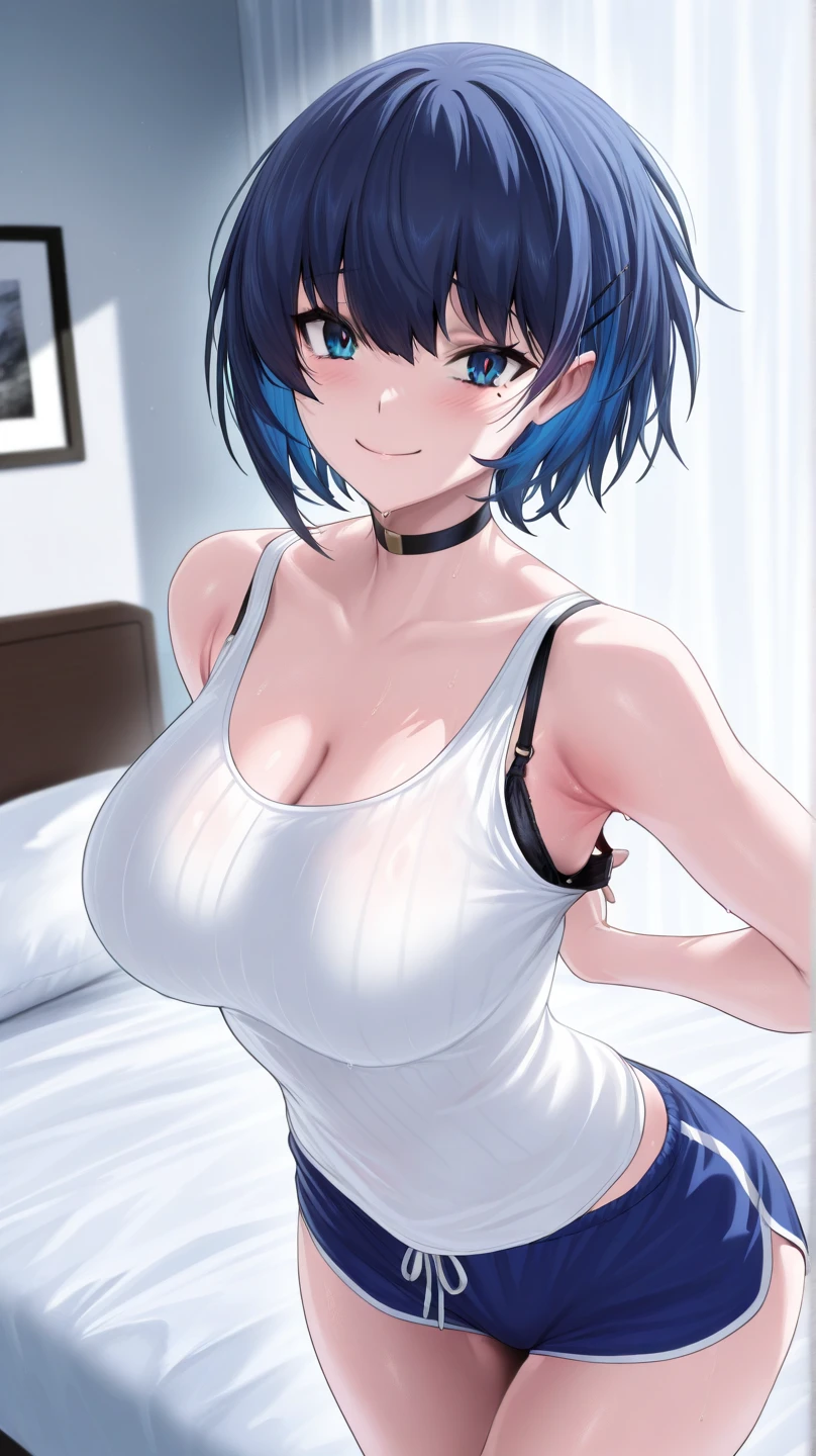 mastute piece,Best Quality,insanely detailed,8k cg,nsfw,
(shoot upper body:1.3),
(1girls:1.3),standing,looking at viewr,body in front,both arms behind back,(white-dogi:1.3),(White vest:1.4)、(bare breasts),(bare nipples),
BREAK,
blush,shy,(ecstasy face),(trembling:1.2),BREAK,(blue hair:1.3),
BREAK,
perfect breasts,perfect teats,(open mouth:0.9),(large breasts:1.2),
(dojo),dojo、