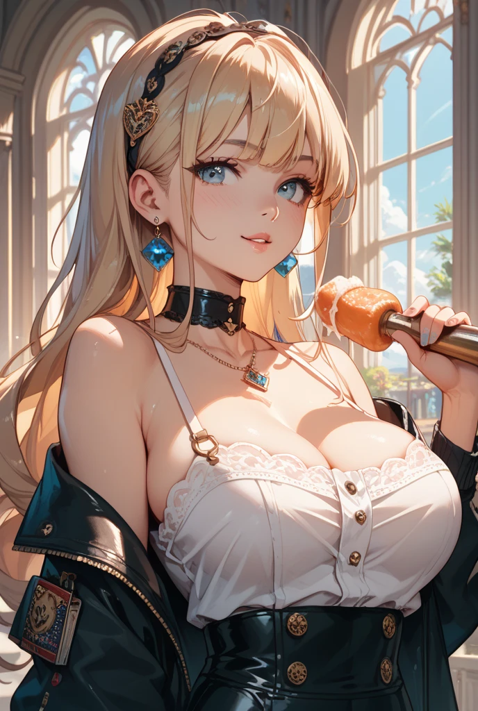 ((masterpiece, Highest quality, High resolution)), ((Highly detailed CG integrated 8K wallpaper)), (Huge and stunning goddess shot, Very hot and sexy, Incredible beauty, Perfect Proportions, Beautiful body, Slim body beauty:1.1), Woman with a blue guitar and a torn shirt, Dreaming Rock Girl, holding silver Electric guitar, play the guitar, holding Electric guitar, Portrait of a woman like Leor, Shaggy blonde hair, Sweat splashes, Cleavage, holding Electric guitar, holding Electric guitar, Electric guitar, Electric guitar, Promotional photo shoot, Lockout, On a dark live stage, Silhouette emerging from the backlight, View from below,