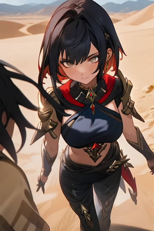 4k,(((1girl))),A sexy&cool female in the desert,Dehya,FIRE PUNCH,detail,huge filesize,artbook,solo,Cinematic Lighting,<lora:[LoRA] mhy_genshin_Dehya_v1.1:1>,(absolute_territory:0.9),, (masterpiece, high resolution, best quality:1.4, breathtaking, ultra detailed)