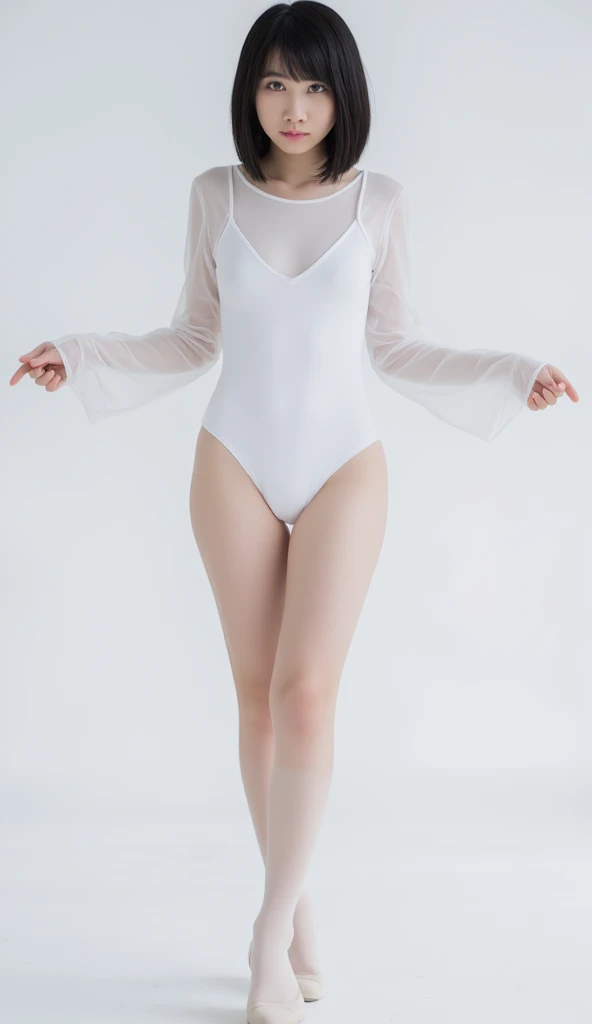 (master masterpiece，, best best quality, 8k:1.2), 1girl, submission, blonde hair,GREEN eyes,master masterpiece，, best best quality, ( h-loli-3-uc, loli, 9 yo female child:1.8),(very flat chest:1.9), stomach bulge, slim legs , clear face, cute teenage girls,Sorrisos,, ??????? perfect, spread legs pantyhose, ballet，，ballerina, skintight, ballet slippers, hair buns, athletic white leotard, Cover the, line , cameltoe:1.2), realisitc, white pantyhose , realisitc,dynamic side lignhting,flawless lighting,Dynamic poses,Dynamic Angle, spotlight on, h-loli-3-uc,