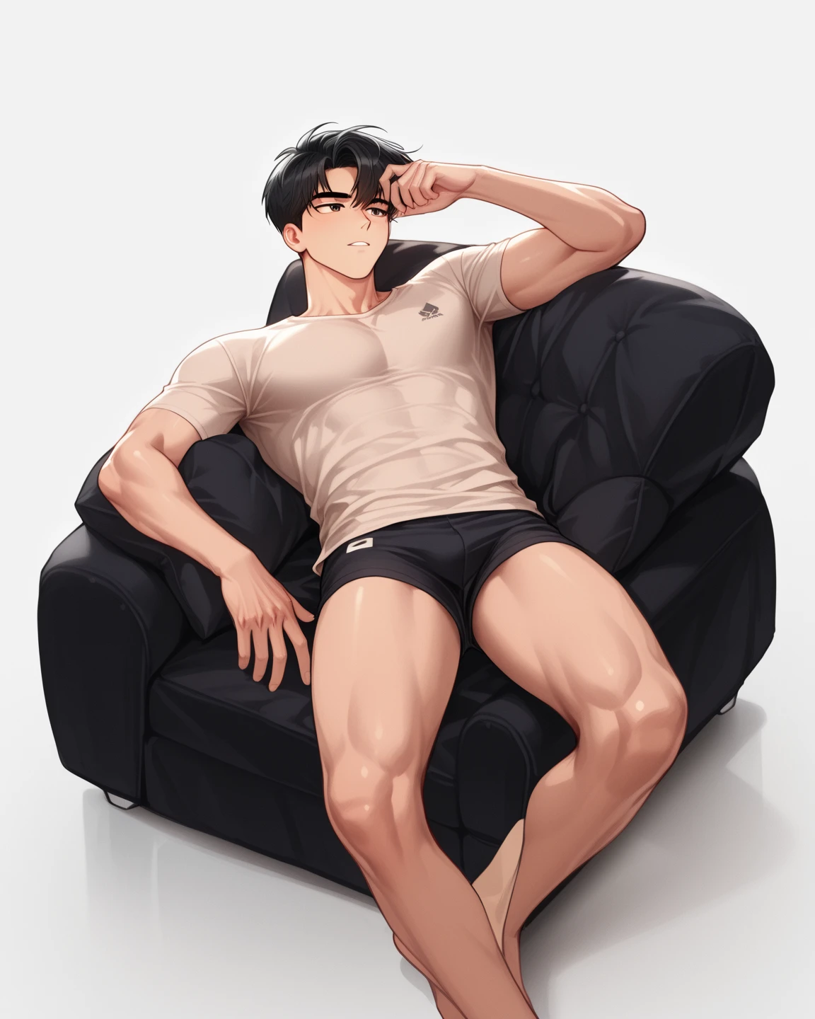 1 boy ,Libido boy,20yr old,Handsome,musculature,Raised sexy,k hd, tmasterpiece,8K,tight swimming trunks,Nudity all over,Bare topless,Short socks,massive bulge,A sexy pose,Trembling,full-body view