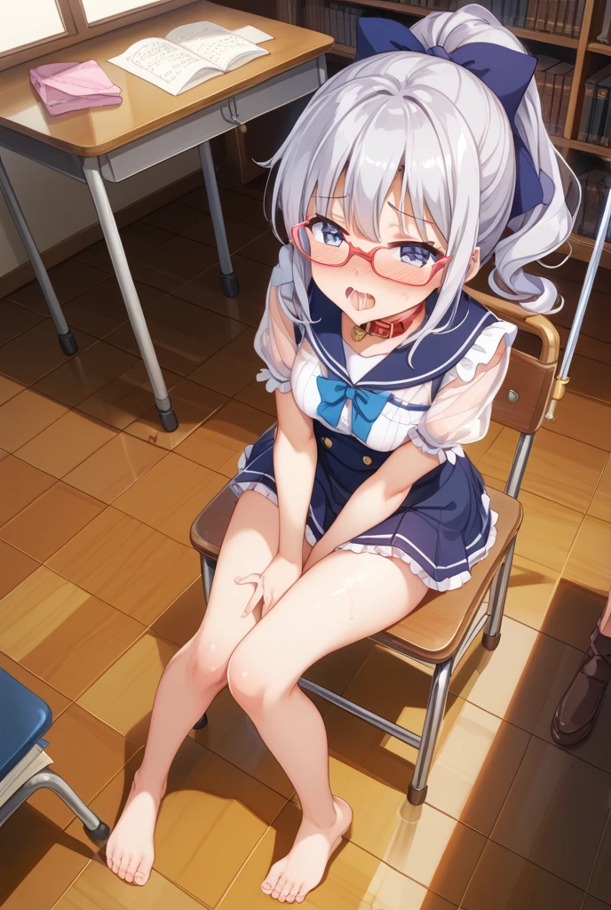highest quality、High resolution、detailed background、beautiful and detailed face、beautiful and smooth skin、skin texture、professional lighting、Beautiful teenage girl、(huge breasts:1.3)、((sexy sailor suit))、Pleated mini skirt with tartan plaid pattern、cute hairstyle、white knee high socks、
((tied to a chair in the classroom、the whole body is restrained、Hands and feet are restrained、))、tied up and legs spread、emphasize the chest、underboobを強調する、No bra、chest is restricted、Arms are tied、tied up with a rope、 underboob、panty shot、stripe々panties、camel toe、
looking at me like that'Looks like I'm going to cry、Are crying、Plug your mouth、sexually restrained、on the desk in the classroom
