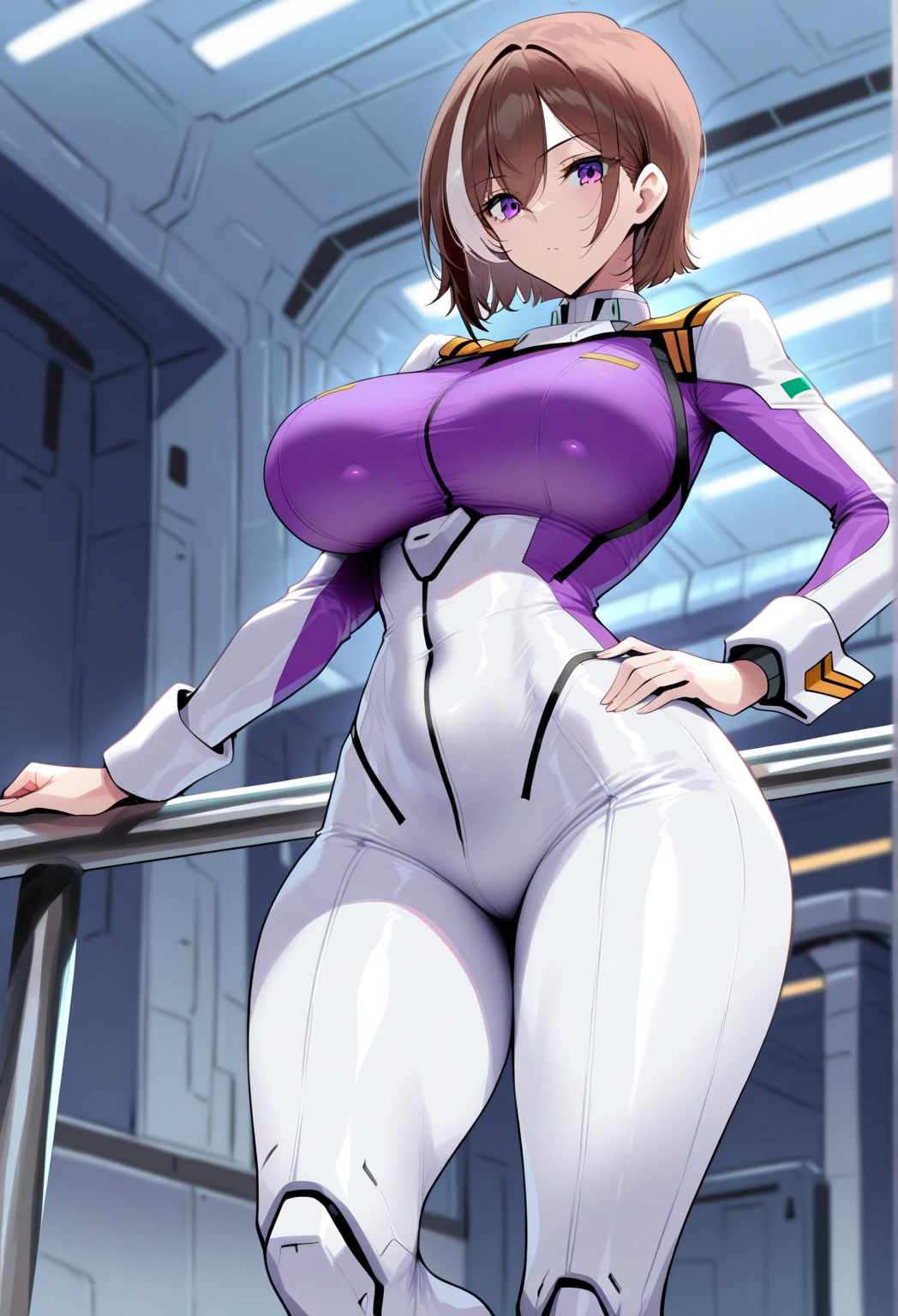 ((masterpiece)), ((Ultra quality)), ((super detailed)), ((high resolution)), ((8k)), a beautiful woman, ((She is one of the most famous actress in the world)), unparalleled beauty, ((large breast:1.6)), ((large ass:1.2)), ((deep cleavage:1.2)), slim waist, chest out, ultra detailed face, perfect skin, (((waist length hair, long brown ponytail hair,))), ((brown eyes)), ultra detailed eyes, whole body image, sexy, an inviting smile, sensual, (((anime))), ((glamorous)), sexual attraction ,(Age 25)), ((incredibly beautiful woman)), ((The H cup bust)), ((neat and clean)) , (((Power Ranger))), heroine,  (((high leg cut leotard, Black line on white colored leotard power suit))), (((Test Type Power Suit))),  ((beautiful breasts)), beautiful legs, 8 life size, anime:1.4, the most beautiful and strongest, ((charm)), ((Japanese  Beauty)), ((((gravure pose)))),