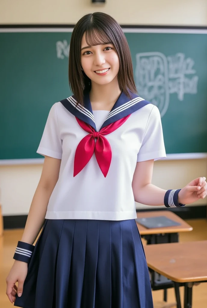 (happy expression:1.26)、RAW photo、(((Ultimate beauty full body photo shoot)))、((glowing skin))、1 girl、10 year old beautiful girl in Prague、10th generation、primary school student、young、young顔、bright look、detailed face、bewitching、(smile、smile showing white teeth、素敵なsmile、屈託のないsmile)、((black haired、short cut hair:1.2))、skirt、View from the floor、(Navy blue and white striped long socks:1.2)、(thigh-high socks:1.2)、((sailor suit、uniform、ミニskirt:1.5))、(マイクロskirt、high waist)、(Sit on a chair with your elbows on the desk and your legs spread:1.2)、((She spreads her legs to show her panties:1.5))、((detailed panties:1.0))、skirtリフト、skirt lift、(Underwear Panties:1.5)、((Sit on a chair with your legs spread apart on your toes))、counter point shot、((Raising both hands and making a peace sign:1.2))、((super detailed))、(完璧にdetailed face)、(detailed hands)、(finger details)、(excellent human structure)、photorealistic imageasterpiece、最high quality、super detailed、film light、intricate details、High resolution、very detailed))、detailed background、8KUHD、Digital single-lens reflex camera、soft light、high quality、film grain、Fujifilm XT3 、shallow depth of field、natural soft light、Kamimei、classroom、View from slightly below、