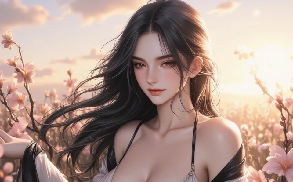 Perfect realistic photo, best possible quality, foto vista de cima, uma mulher negra bonita, she is naked with curly hair lying on a red satin bed, ela tem seios redondos e pequenos, pernas abertas, mostrando a virilha e a buceta peluda, ela sorri maliciosamente, olhos verdes fixos, sexy, sensual