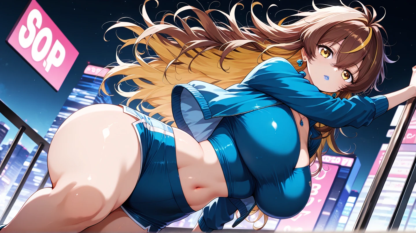 (masterpiece, Highest quality:1.2), one person's, alone, whole body, Big Breasts,, Brown Hair,Big Breasts, Brown eyes, Mature Woman, blush, , she is standing on the street,whole body, Brown Hair, lipstick, ランダムなカラーのSailor suit、((High quality fabric, Sailor suit, Navy Pleated Skirt)), ((Short length)), zettai ryouiki, Exposing your thighs, White skin, (Black garter stockings), ((Wear black high heels)), pubic hair,Her short skirt barely covers her pussy,, (I like showing my crotch to the audience....., ),pubic hair,