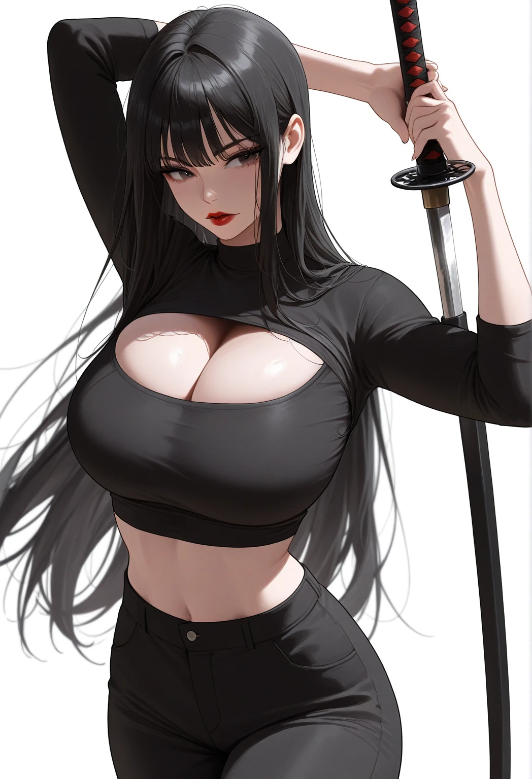 ((masterpiece)), ((best quality)), ((full colored)), beautiful girl, curvy, tall, belly button, big breasts, femdom,Blood on the body, Blood on the armor, Blood in the belly button, Blood in the stomach, Blood on the breasts, tall, belly buttonに血 ,Blood in the stomach, gun, knife, sword, war, underwear, kill, Behead, shot from below, sensual, Blood on the breasts, smile, her body is spattered by much blood of soldiers, having a big bloody cythe, reflecting blood on the whole body, looking down on me, massage breasts, getting excited sexially, kill everyone