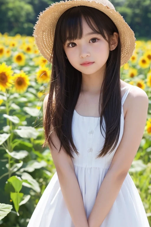 High Detail, Ultra Detail, 8K, Ultra High Resolution A cute and innocent girl, child, toddler, enjoying her time in the open field, surrounded by the beauty of nature, warm sun sprinkling on her, wildflowers gently swaying in the breeze. Butterflies and birds flutter around her, adding to the playful atmosphere,