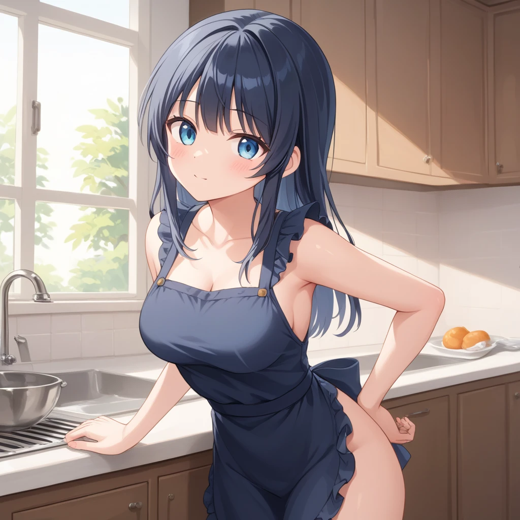 Female, Naked Apron, Curvy, Sitting, Armpit, No Bottoms