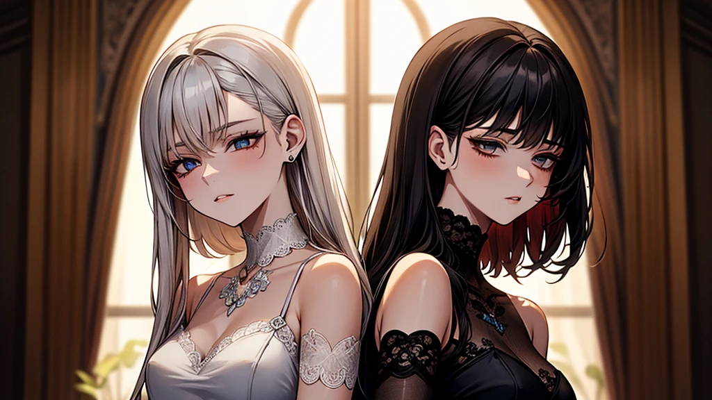 ((dark fantasy)), ((wavy hair, silver hair color, pale skin),(((green aquamarine eyes))), freckles, warm light,( 16 years old),busty,Glamour,Gorgeous,monochromes,erotic posing,Dynamic Posing,Arrange Pose,Dramatic,Cinematic,Detailed background, Dynamic Angle,From the angle of the film,Gothic background, Dark fantastic view,Best Quality,masutepiece,8K,The ultimate detailed dark background, Top image quality、RAW photography、超A high resolution,cropped shoulders, overall look is very erotic、Shot for one person only, model shoot, Large round chest, Beautiful Eyes of Details、Very slender eyes、Beautiful eyelashes、Very slim physique, with blush cheeks,Pearl Beaded Bralet Top, ((pearl top))